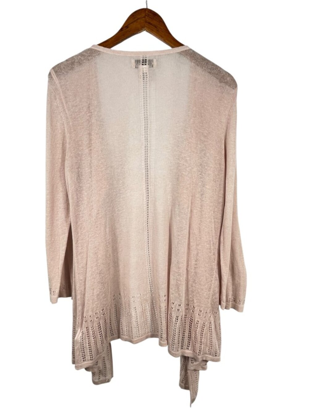 Nanette Lepore Linen Blend Open Cardigan Pink Lightweight Drape L - Picture 3 of 13